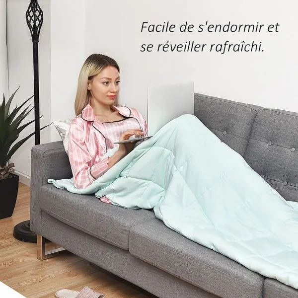 Couverture Pondérée de 3,5 kg pour Adultes 7 Couches 8 Boucles avec Perles de Verre en Polyester, 104x152cm, Vert