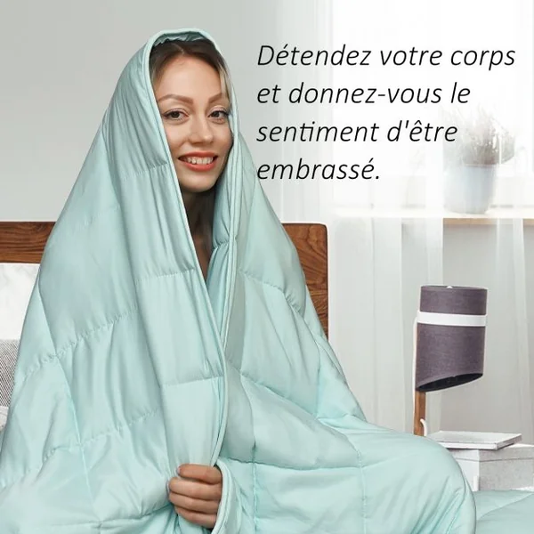 Couverture Pondérée de 7 kg pour Adultes 7 Couches 8 Boucles avec Perles de Verre en Polyester, 152x203cm, Vert