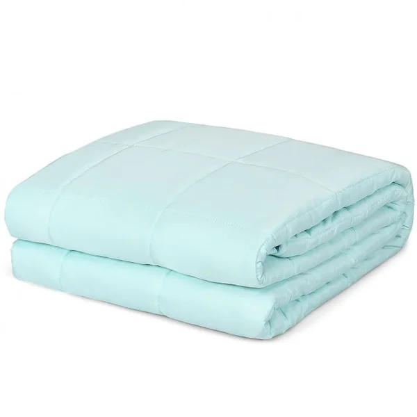 Couverture Pondérée de 7 kg pour Adultes 7 Couches 8 Boucles avec Perles de Verre en Polyester, 152x203cm, Vert