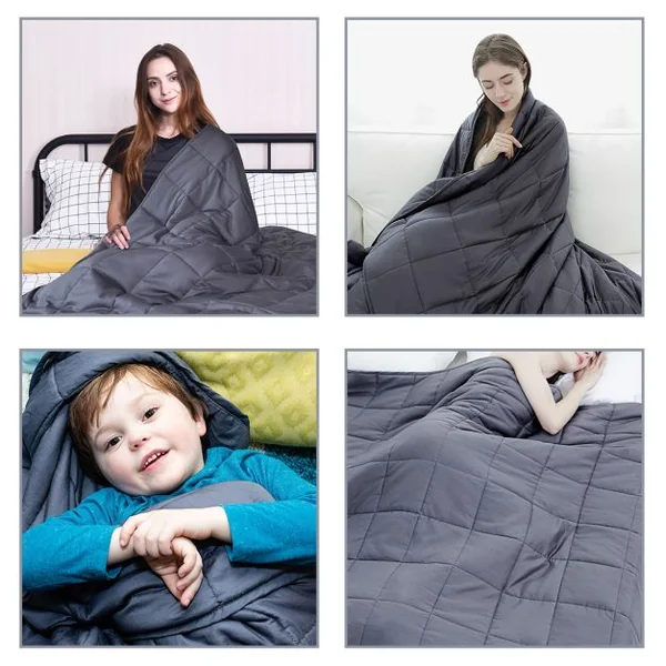 Couverture Pondérée pour Adultes et Enfants du Sommeil Soulager Le Stress Lesté Grise en Tissu de Coton 104 x 152,4 cm