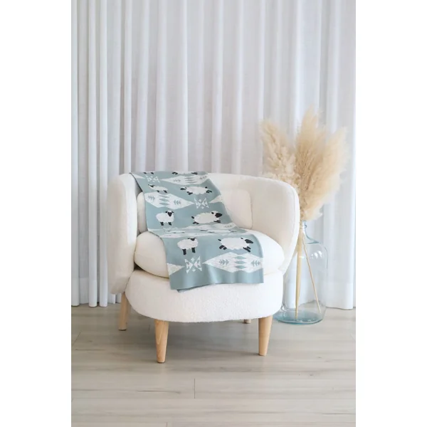 Couverture à motifs - mouton bleu