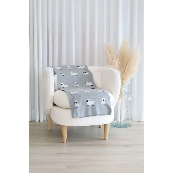 Couverture à motifs - mouton gris