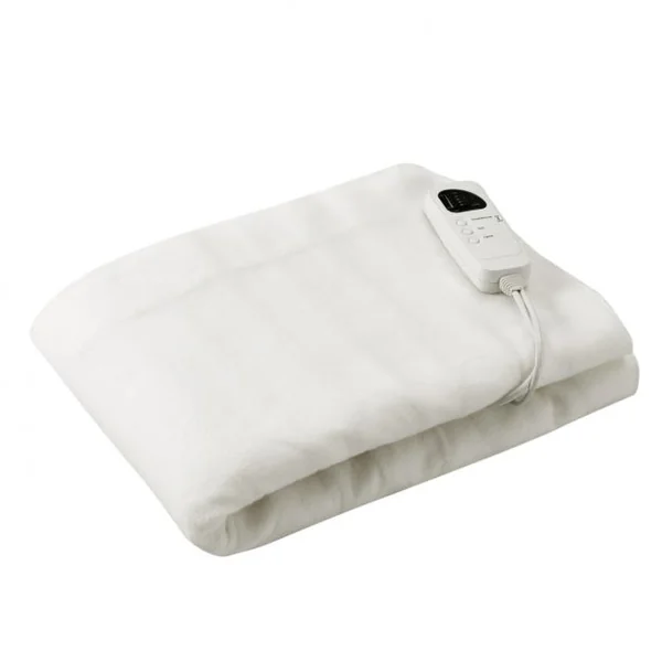 Couverture électrique chauffante Lavable réglable en température et minuterie en Polyester 190x90cm Blanc