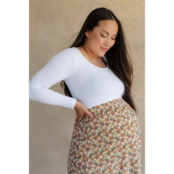 Crop top à manches longues en bambou - blanc