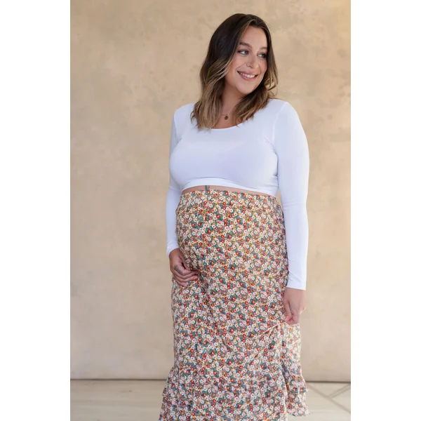 Crop top à manches longues en bambou - blanc