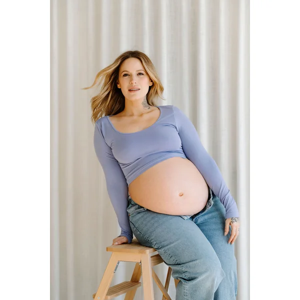 Crop top à manches longues en bambou - doux violet