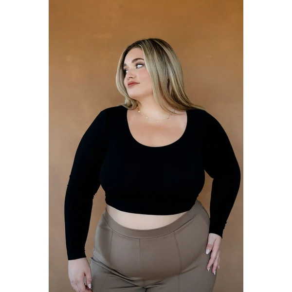 Crop top à manches longues en bambou - noir