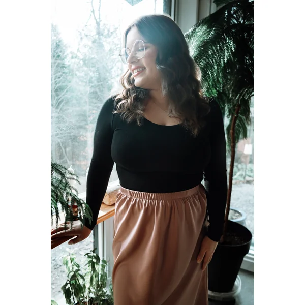 Crop top à manches longues en bambou - noir