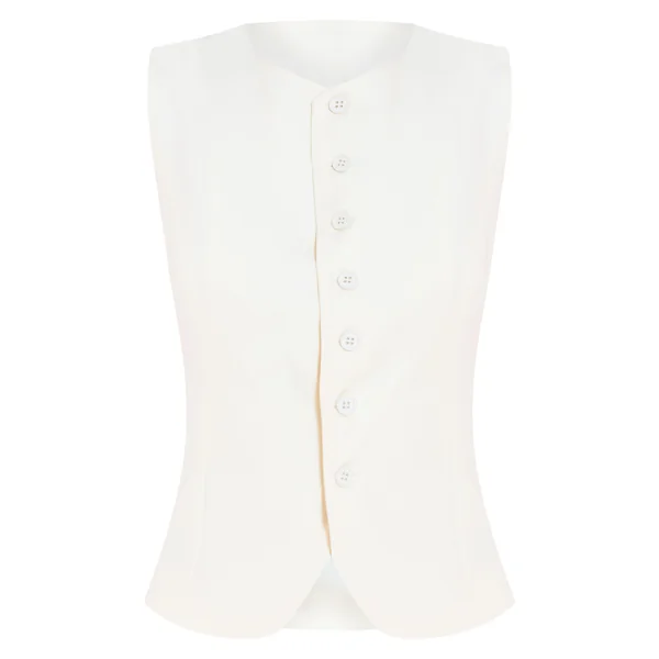 Crème Au Beurre Gilet Ajusté En Tissu Tissé