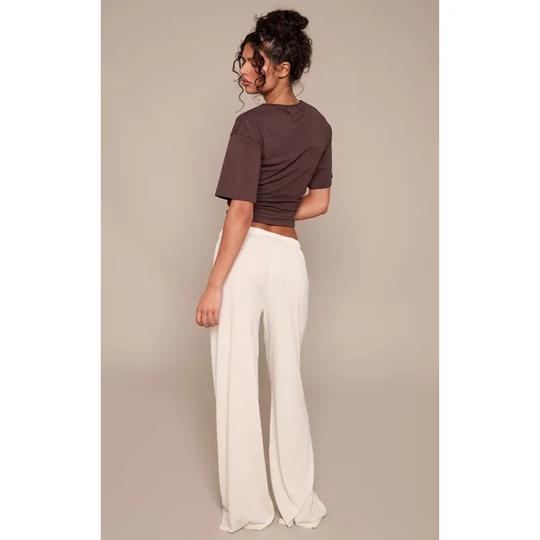Crème Au Beurre Pantalon En Jersey Slub Chiné À Cordon De Serrage