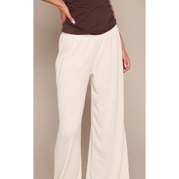 Crème Au Beurre Pantalon En Jersey Slub Chiné À Cordon De Serrage