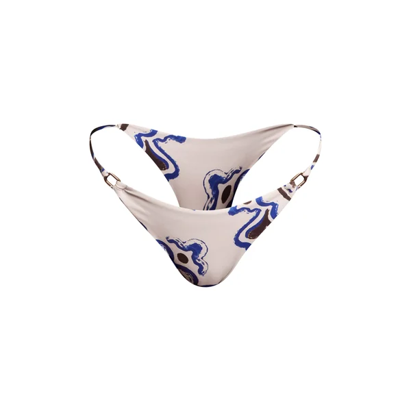 Crème Bas De Bikini Tanga À Anneau Avec Imprimé Carreaux