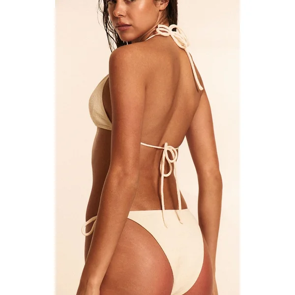 Crème Bas De Bikini Texturé À Nouer Sur Les Côtés