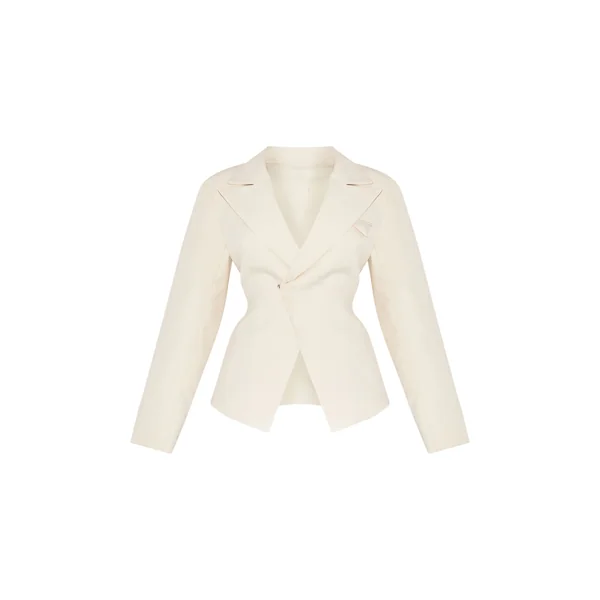 Crème Blazer Ajusté Asymétrique Croisé Avec Taille Ajustable Shape