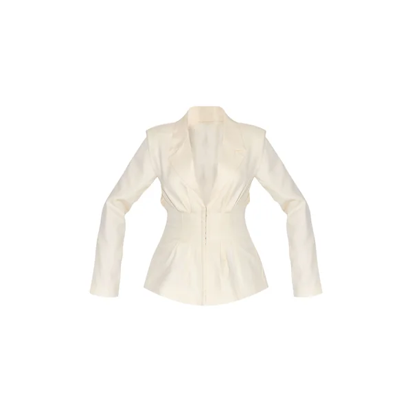 Crème Blazer Petite Taille Cintrée À La Taille