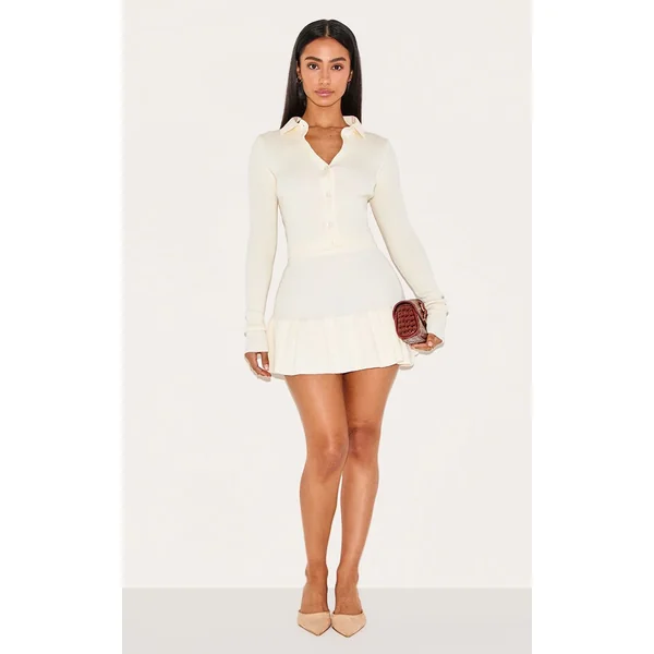 Crème Cardigan Boutonné En Maille Petite