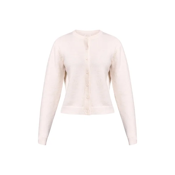 Crème Cardigan Boutonné En Maille Petite