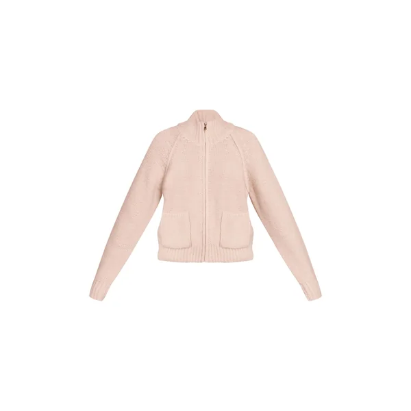 Crème Cardigan En Maille Zippé Avec Détail De Poches