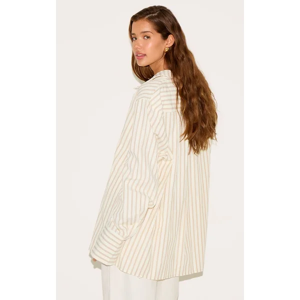 Crème Chemise Oversize À Poignets Rayés