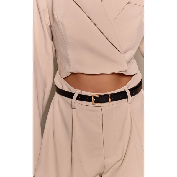 Crème Combinaison-short Style Blazer Avec Ceinture