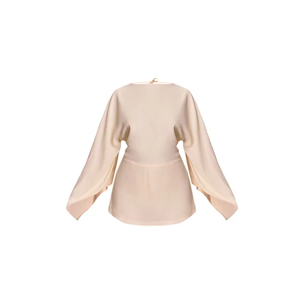 Crème Combi-short Petite Chocolat Dos Ouvert Fluide Avec Liens À Nouer