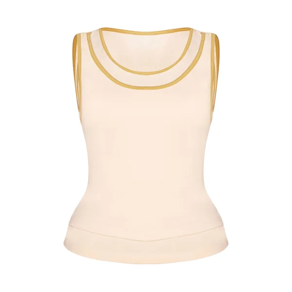 Crème Débardeur Extensible Doux À Détails Contrastés