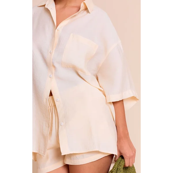 Crème Ensemble Coordonné Chemise Boutonnée