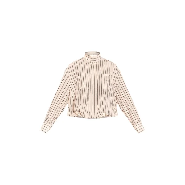 Crème Ensemble Coordonné Veste Légère À Ourlet Élastiqué À Rayures
