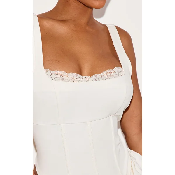 Crème Ensemble Top Corset À Bordure En Dentelle Shape