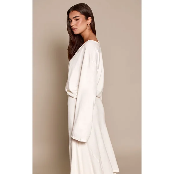 Crème Gilet Cache-cœur Vaporeux En Maille Transparente