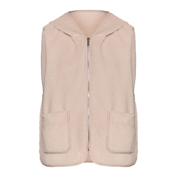 Crème Gilet Sans Manches Zippé En Synthétique Borg