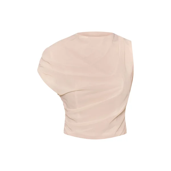 Crème Haut Asymétrique En Mousseline Ensemble Coordonné