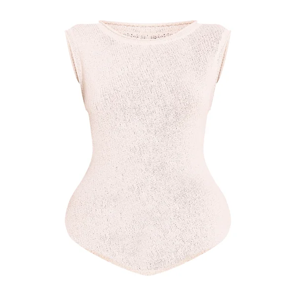 Crème Haut En Maille À Pompons Asymétrique