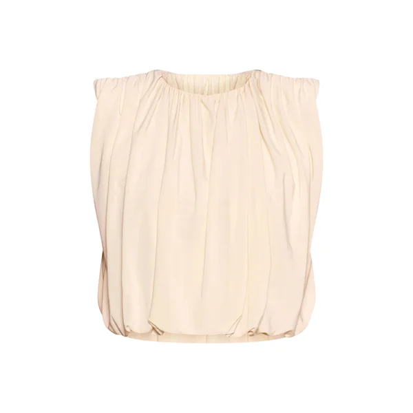 Crème Haut En Tissu Slinky À Ourlet Bouffant Et Détail D'épaules