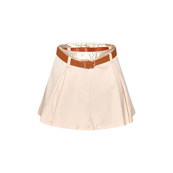 Crème Jupe Courte Ajustée Grande Taille Avec Double Ceinture Et Ceinturon