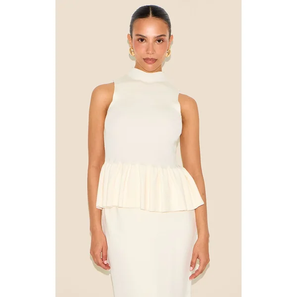 Crème Jupe Longue Taille Basse En Maille Petite Taille