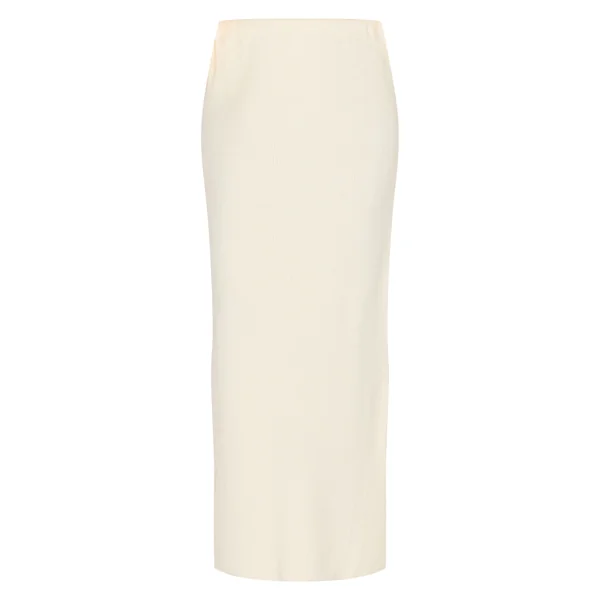 Crème Jupe Longue Taille Basse En Maille Petite Taille