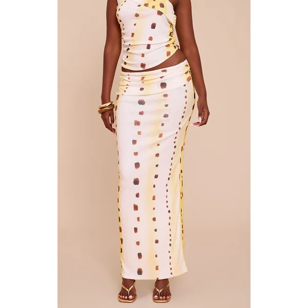 Crème Jupe Longue Taille Basse En Tissu Pelure D'oignon