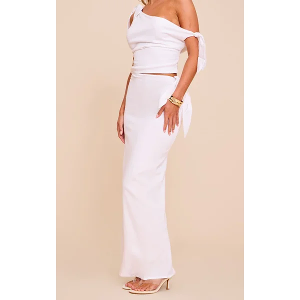 Crème Jupe Longue Taille Mi-haute Avec Lien Petite