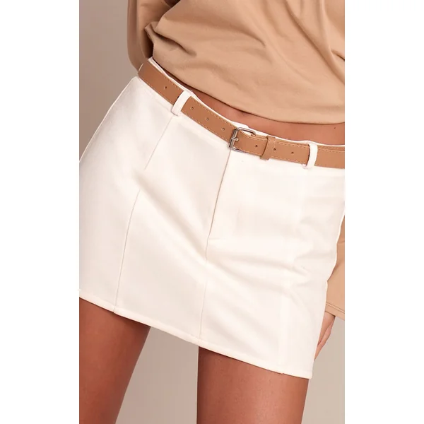 Crème Jupe Mini Ceinturée