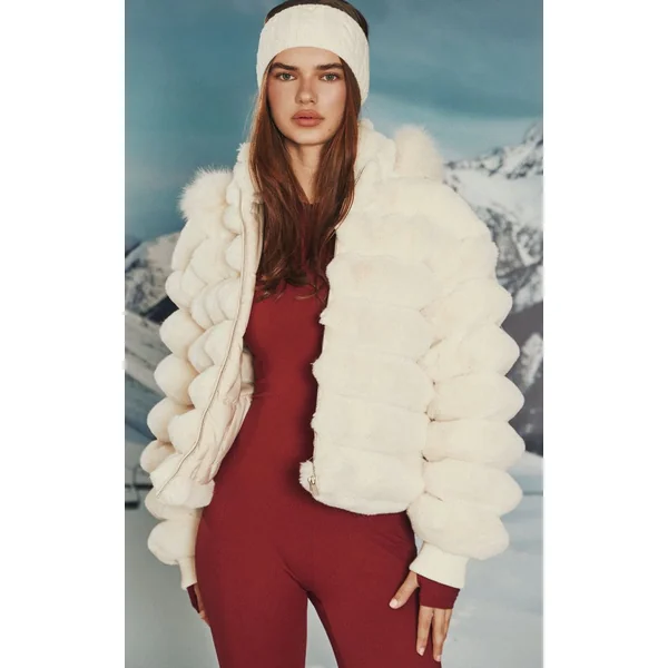 Crème Manteau En Synthétique À Panneaux