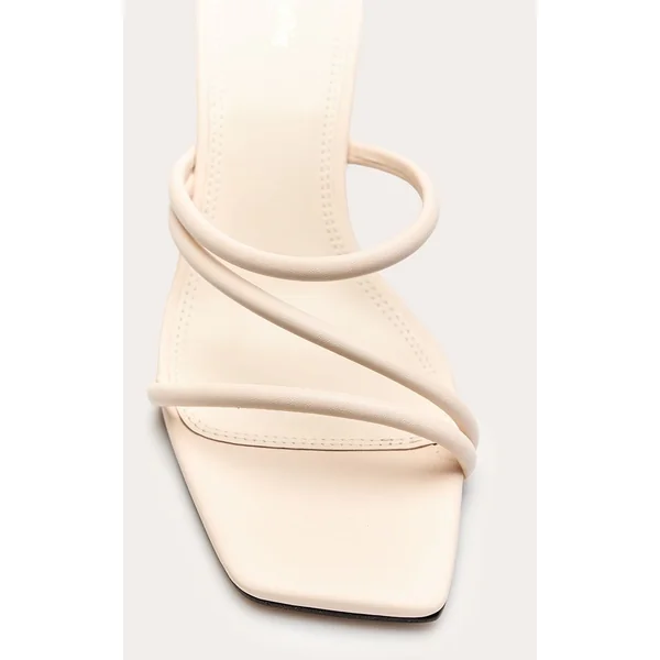 Crème Mule Compensée À Brides En Synthétiquecuir