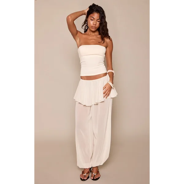 Crème Pantalon Ballon En Mousseline À Superposition De Volants