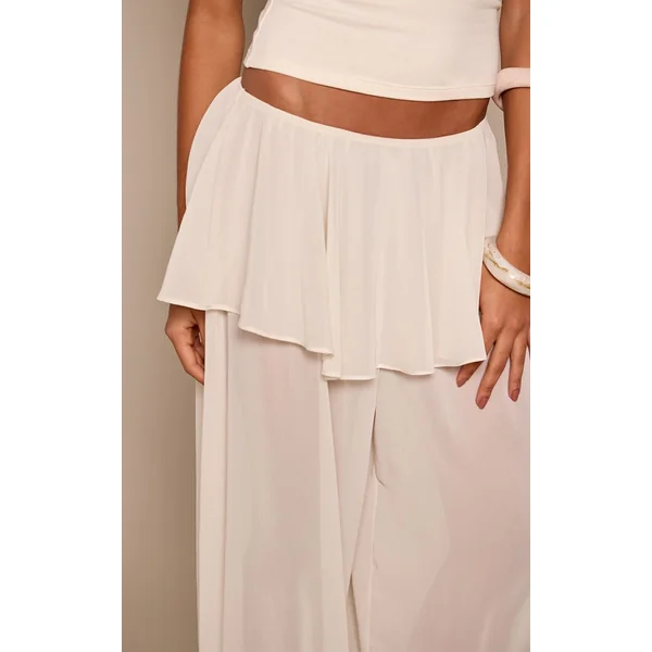 Crème Pantalon Ballon En Mousseline À Superposition De Volants