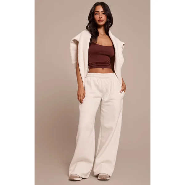 Crème Pantalon De Jogging Petite À Jambe Droite