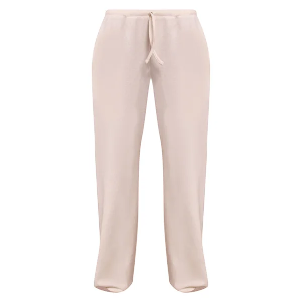 Crème Pantalon Droit En Maille Côtelée