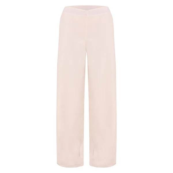 Crème Pantalon Droit En Mousseline