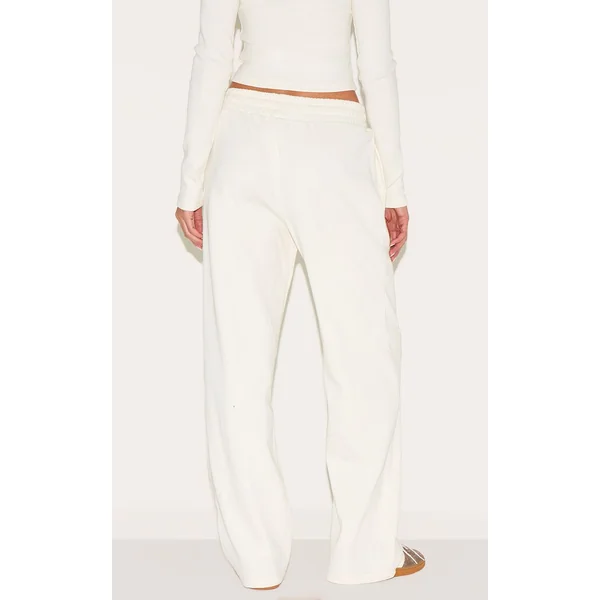 Crème Pantalon Large Côtelé Taille Basse