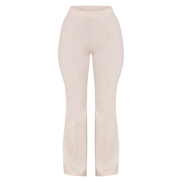 Crème Pantalon Évasé Petite Avec Détail De Couture Entrelacée