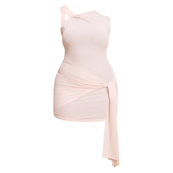 Crème Robe Courte Grande Taille En Double Maille Avec Détail Torsadé
